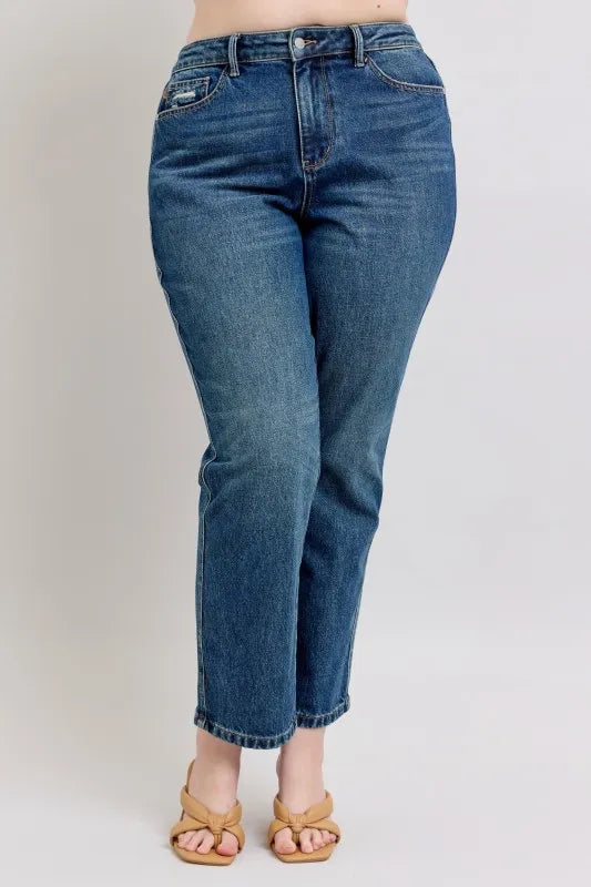 Judy Blue Full Size High Waisted Rigid Magic Non-destroy Straight Leg Jeans