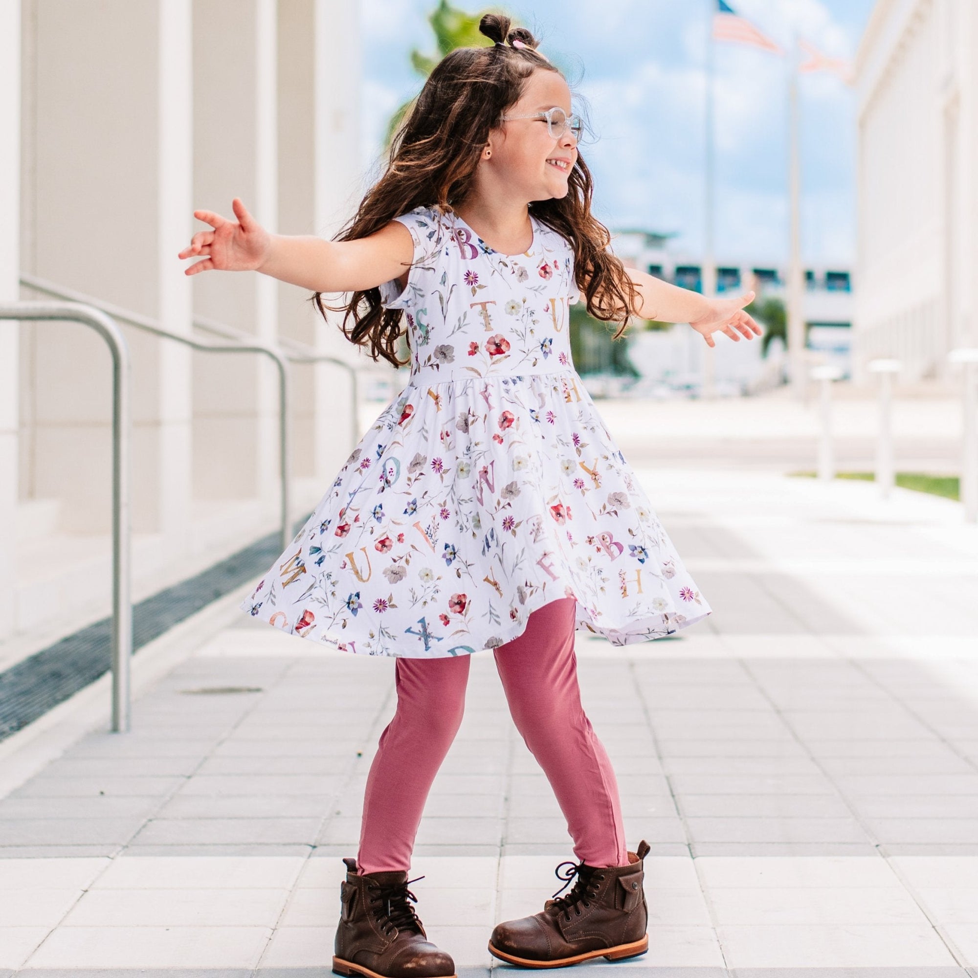 Floral ABC's Cap Sleeve Empire Tunic Set