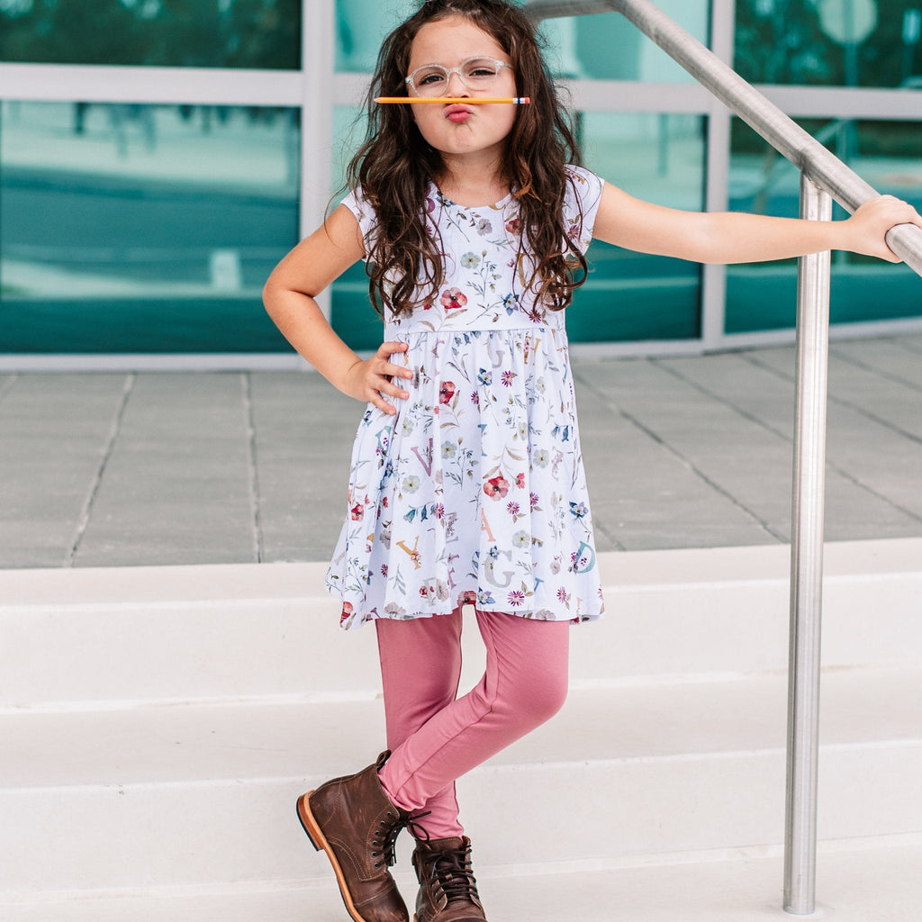 Floral ABC's Cap Sleeve Empire Tunic Set