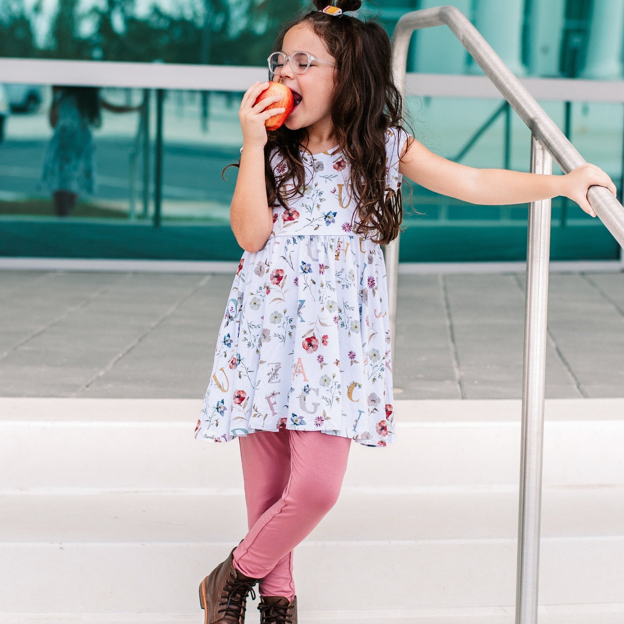 Floral ABC's Cap Sleeve Empire Tunic Set