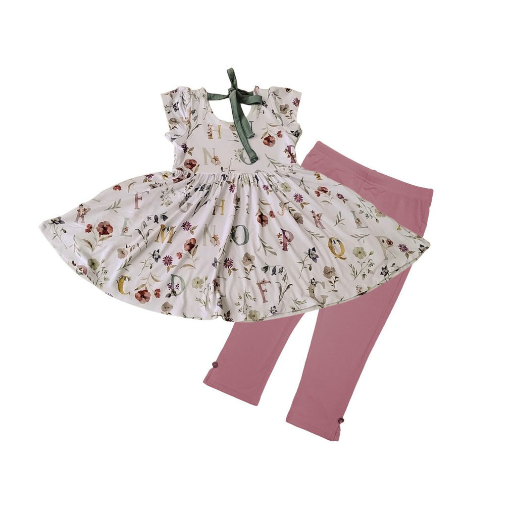 Floral ABC's Cap Sleeve Empire Tunic Set