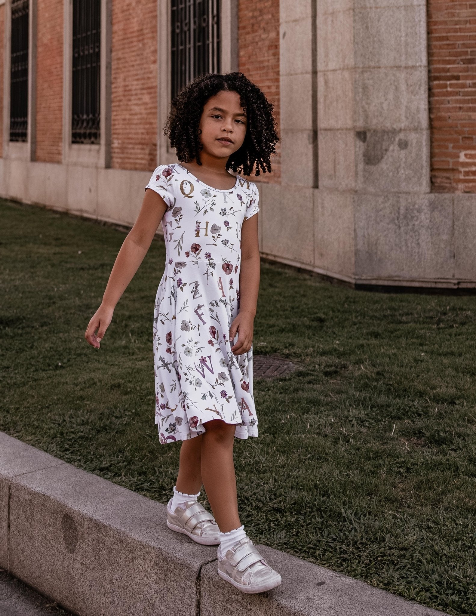 Floral ABC's Cap Sleeve Twirl Dress