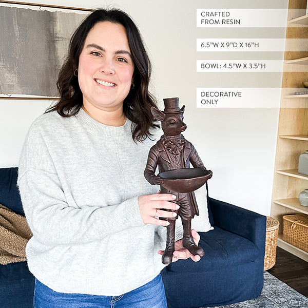 Standing Fox Bronze Bowl | Dapper Critters Collection