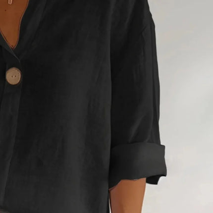 Full Size Casual Notched Drop Shoulder Blouse Plus Size