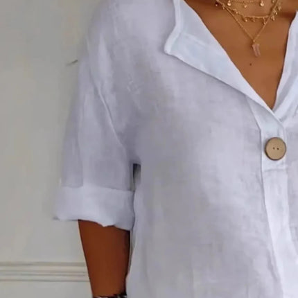 Full Size Casual Notched Drop Shoulder Blouse Plus Size