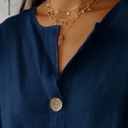 Full Size Casual Notched Drop Shoulder Blouse Plus Size