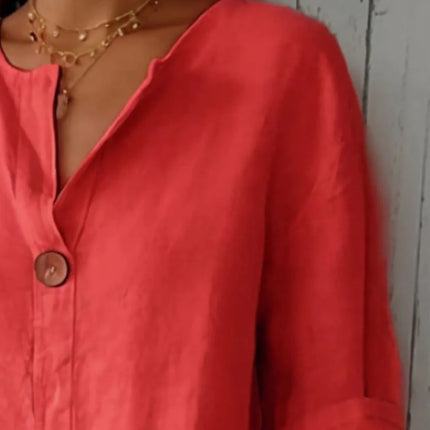 Full Size Casual Notched Drop Shoulder Blouse Plus Size