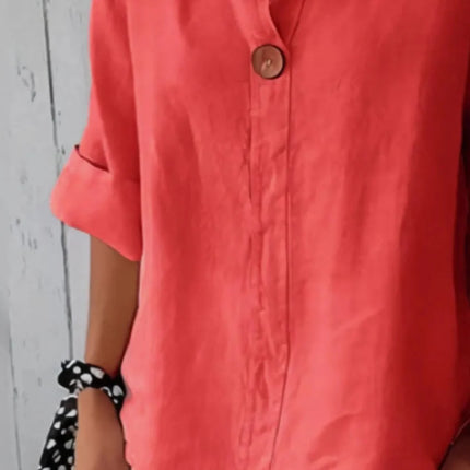 Full Size Casual Notched Drop Shoulder Blouse Plus Size