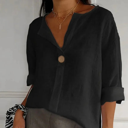 Full Size Casual Notched Drop Shoulder Blouse Plus Size