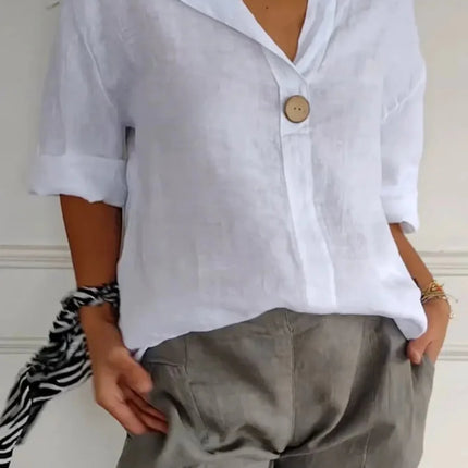 Full Size Casual Notched Drop Shoulder Blouse Plus Size