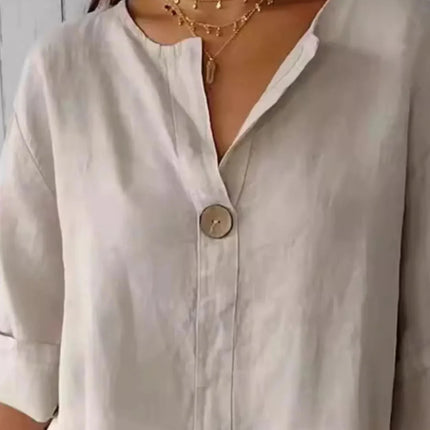 Full Size Casual Notched Drop Shoulder Blouse Plus Size