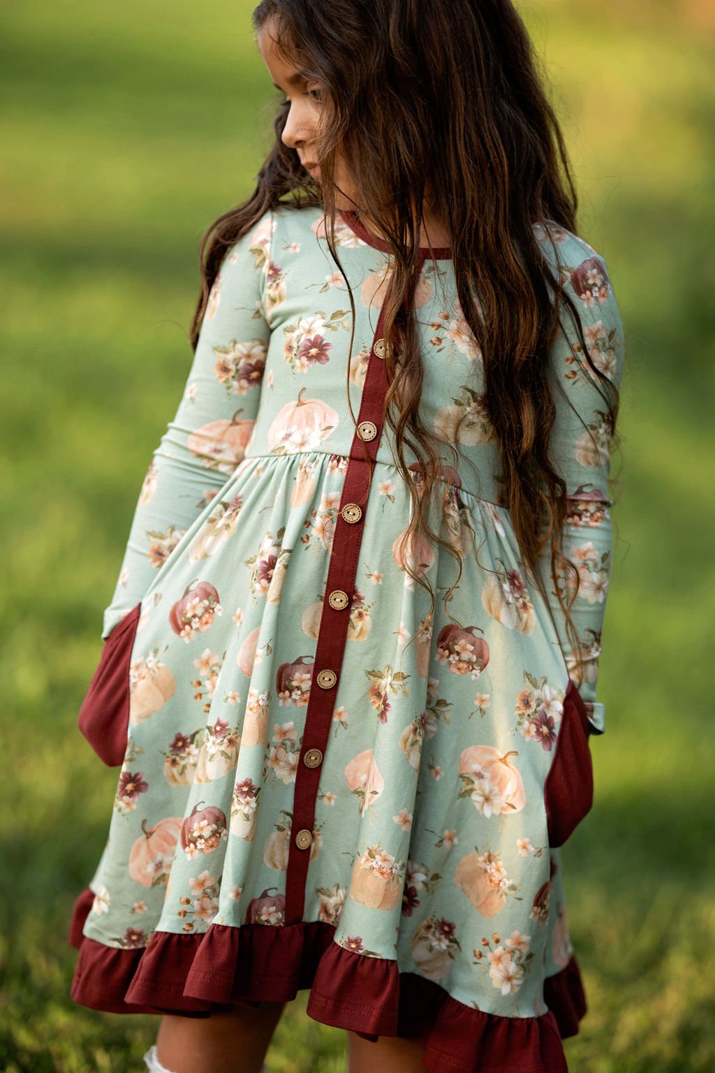 Girls Annie Dress in Harvest Blooms