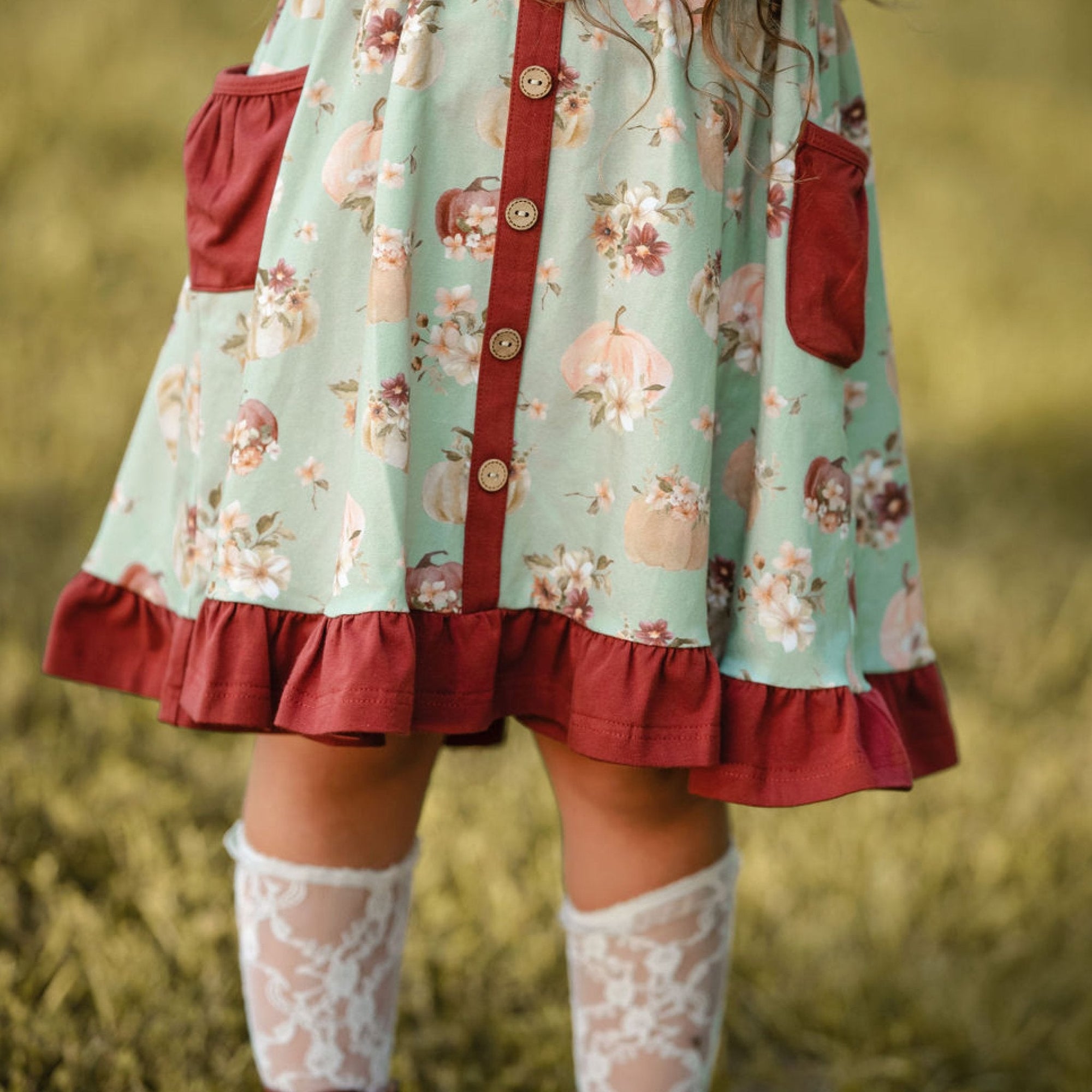 Girls Annie Dress in Harvest Blooms