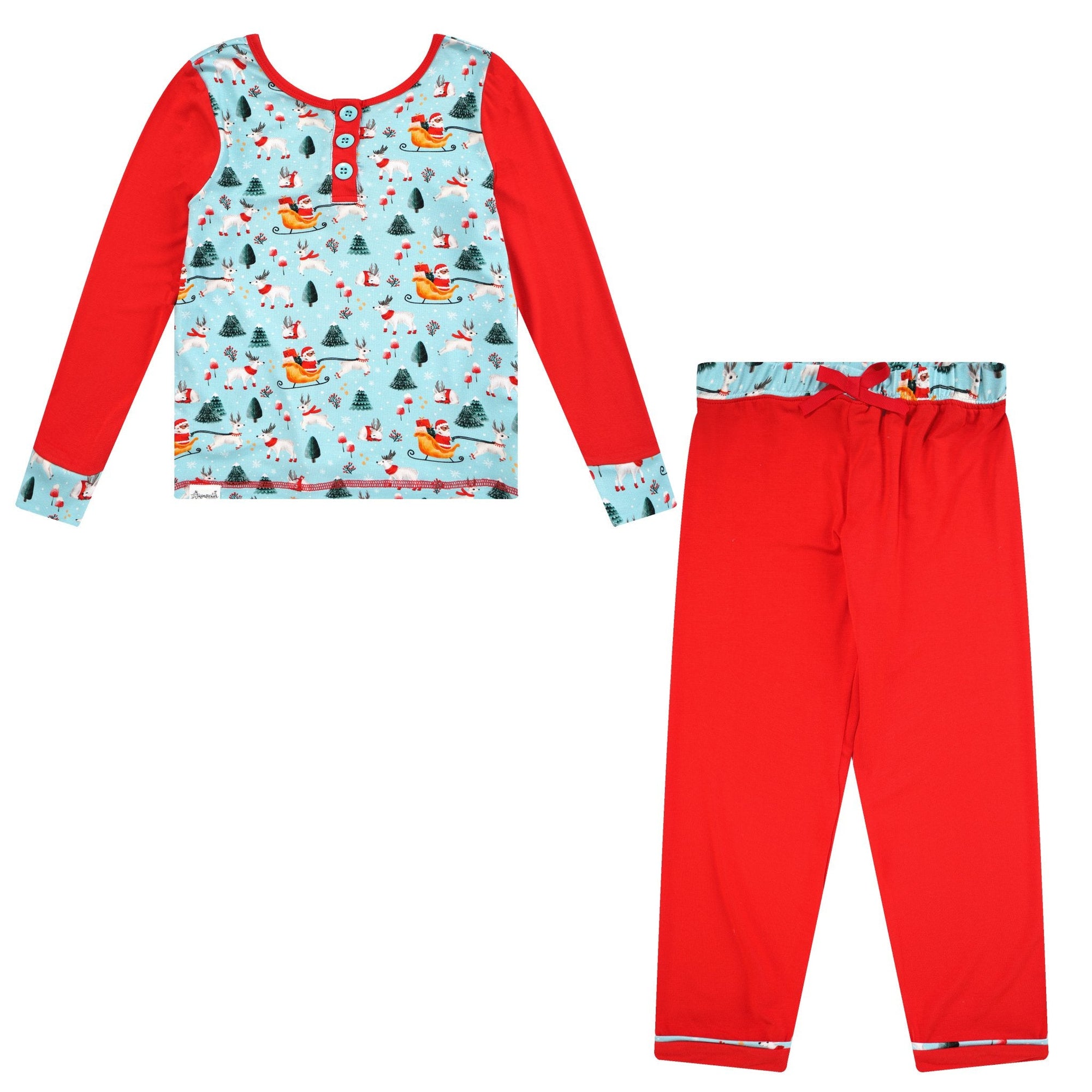 Girls Dark Santa Bamboo Holiday Pajamas