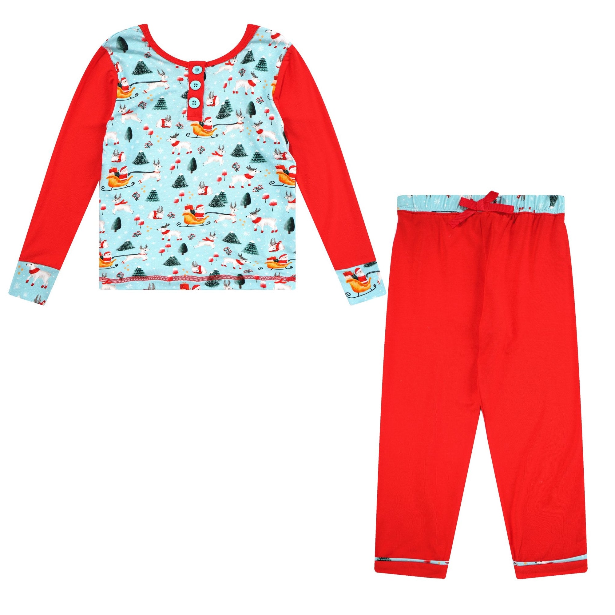 Girls Light Santa Bamboo Holiday Pajamas