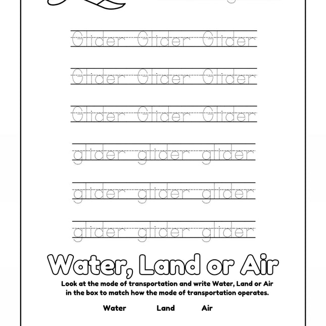 Transport To Transportation: Learn, Trace and Color Modes of Transportation Activity Coloring Book