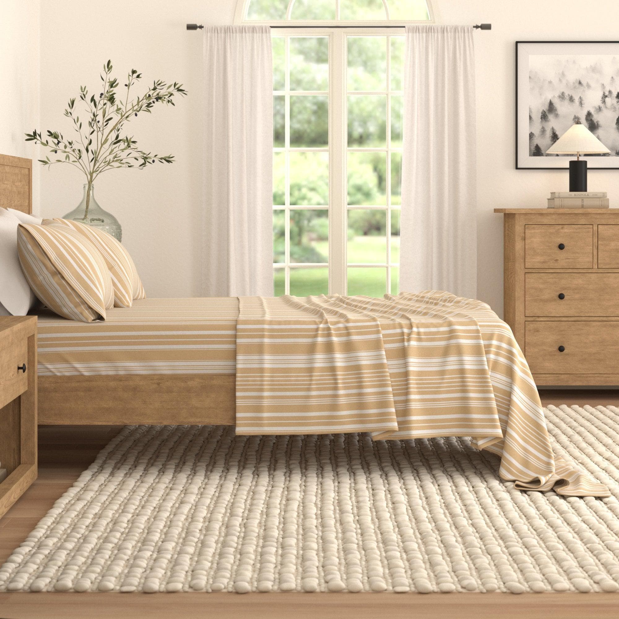 4-Piece Striped Microfiber Sheet Set - Elouise Collection