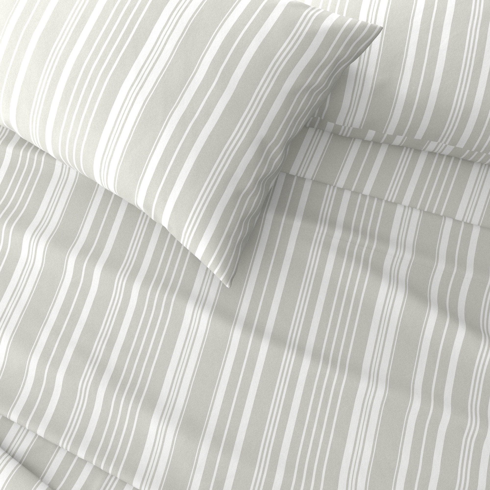 4-Piece Striped Microfiber Sheet Set - Elouise Collection