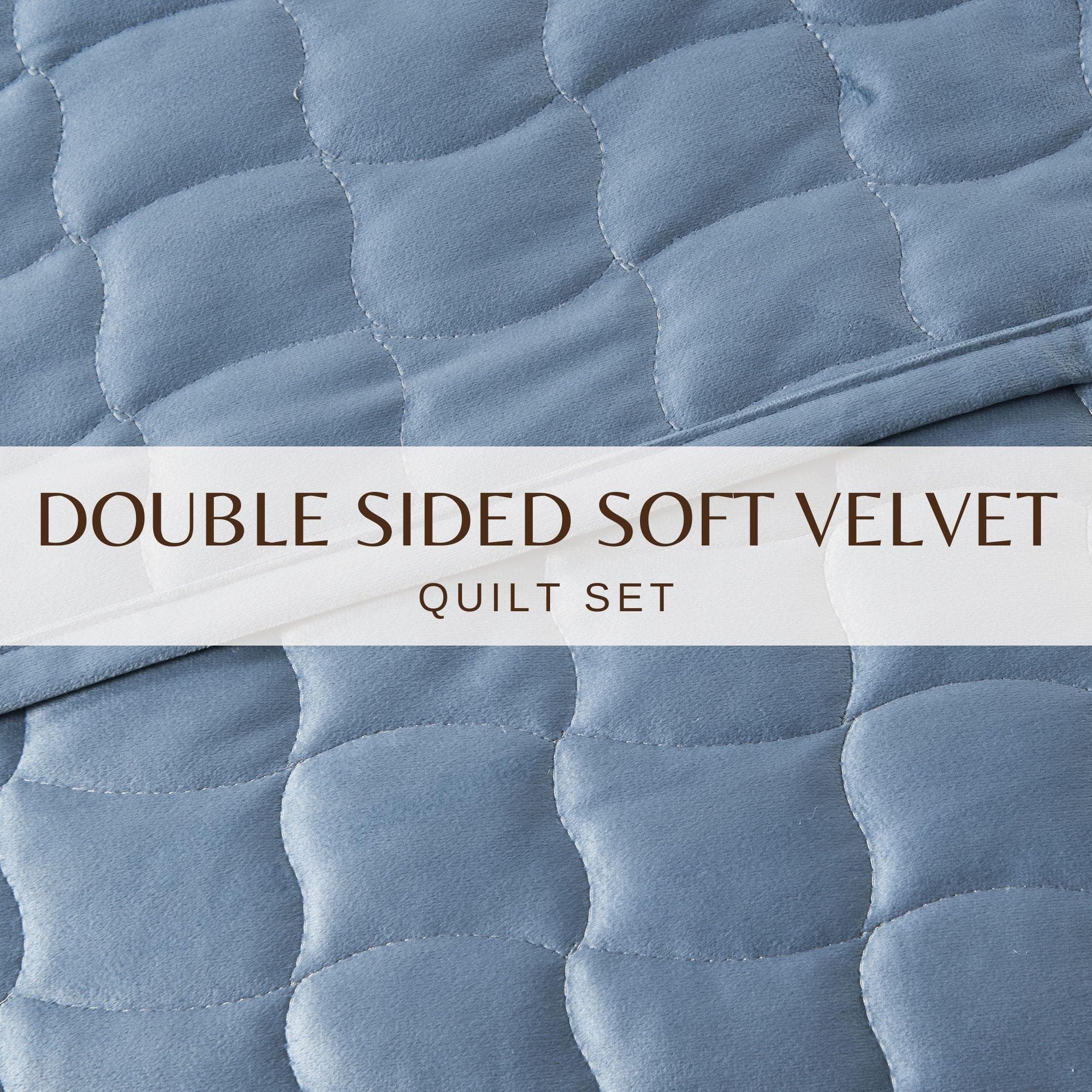 Velvet Box-Stitched Quilt Set - Vivica Collection
