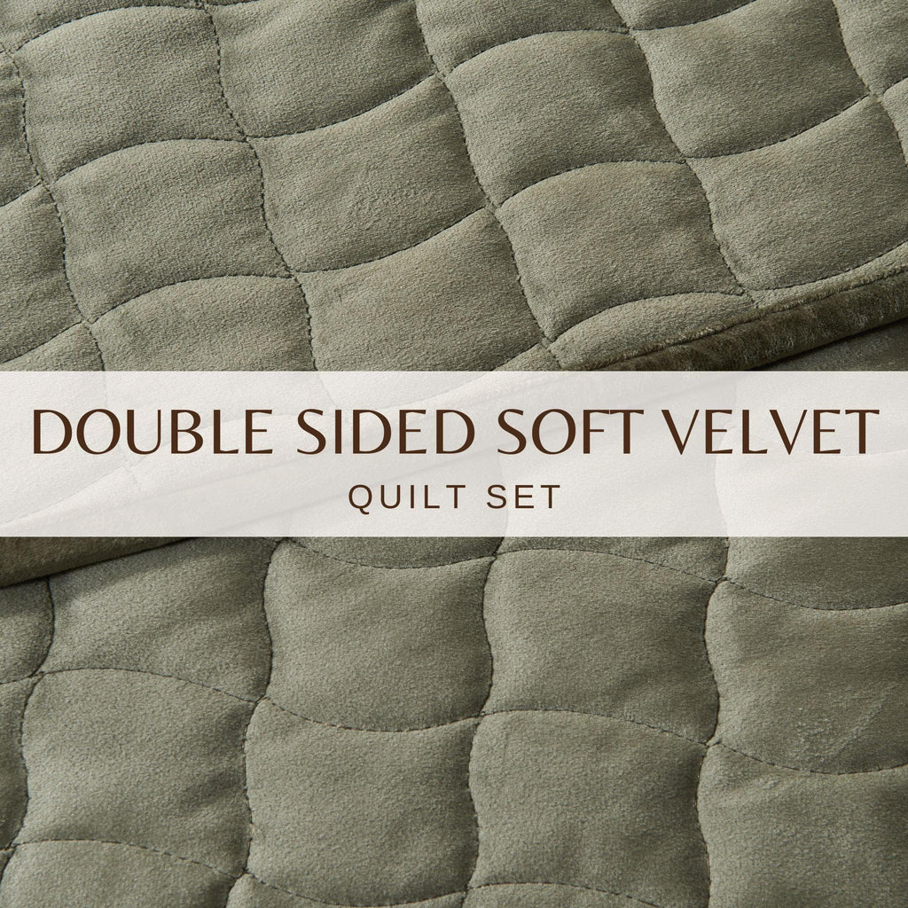 Velvet Box-Stitched Quilt Set - Vivica Collection