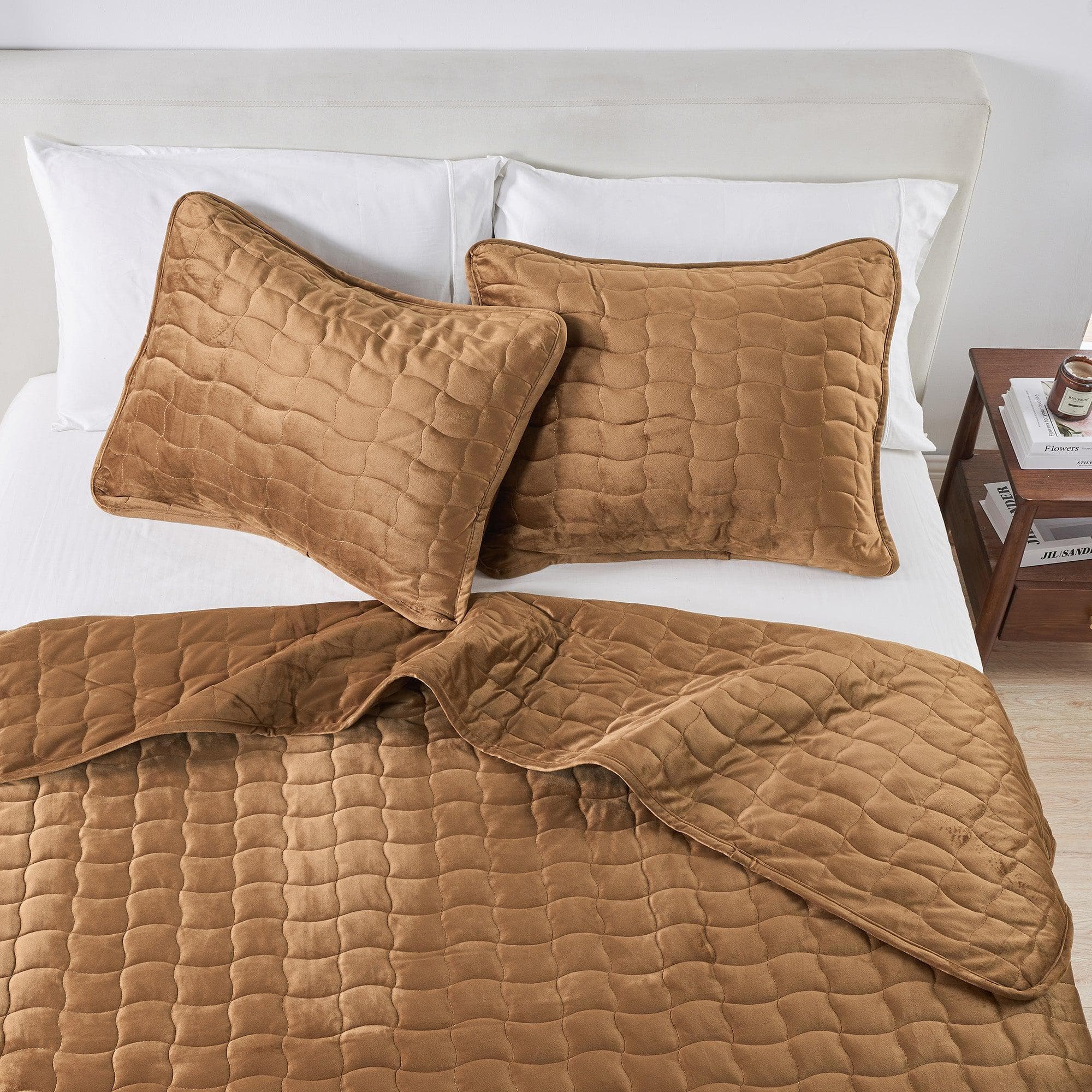 Velvet Box-Stitched Quilt Set - Vivica Collection