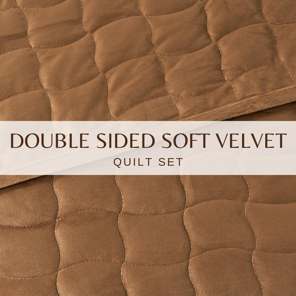 Velvet Box-Stitched Quilt Set - Vivica Collection