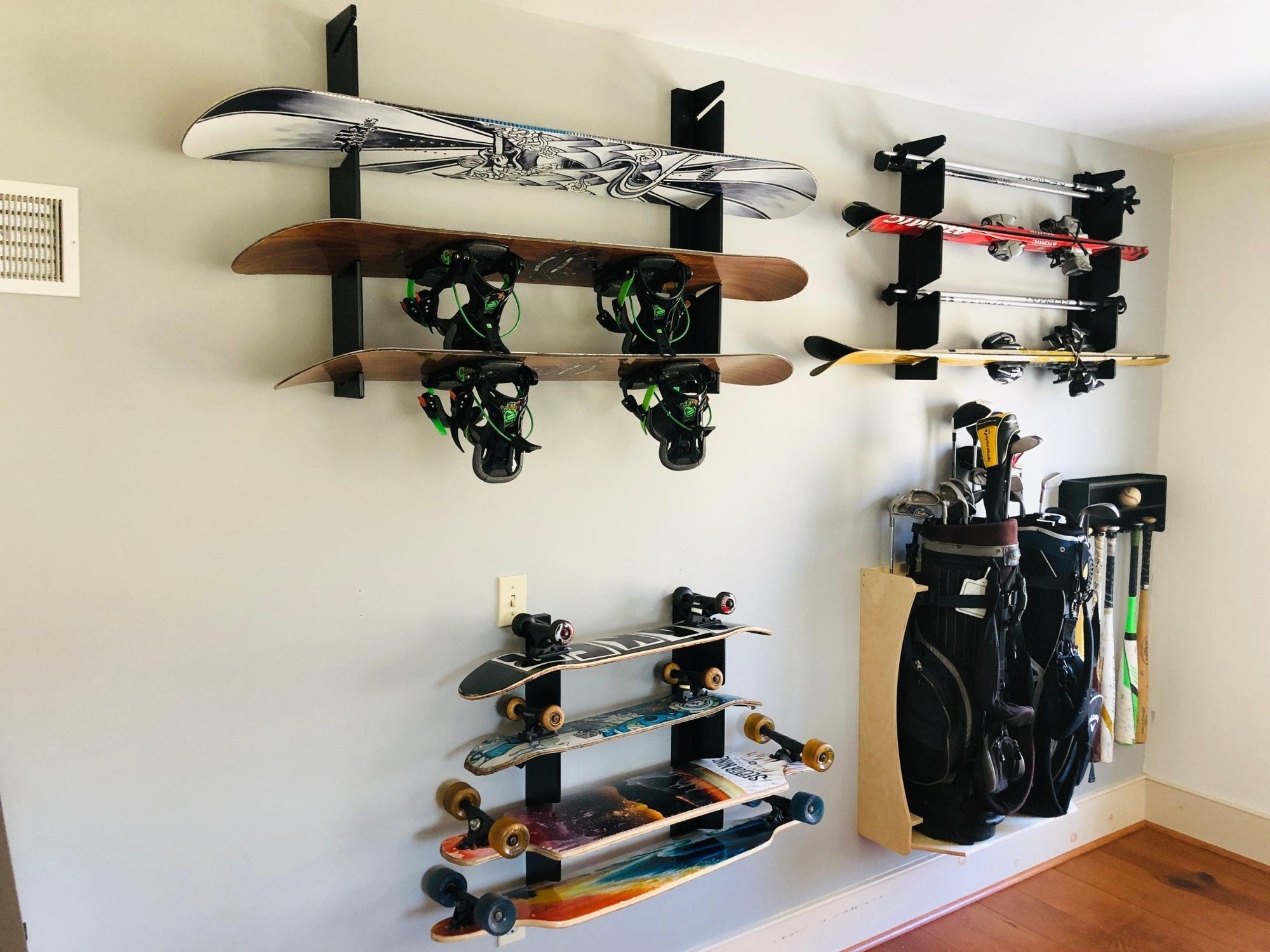 HANGTHIS Up Skateboard Organizer 26" (Holds 4) Sporting Goods Organization, Skateboard Rack, Skateboard Display