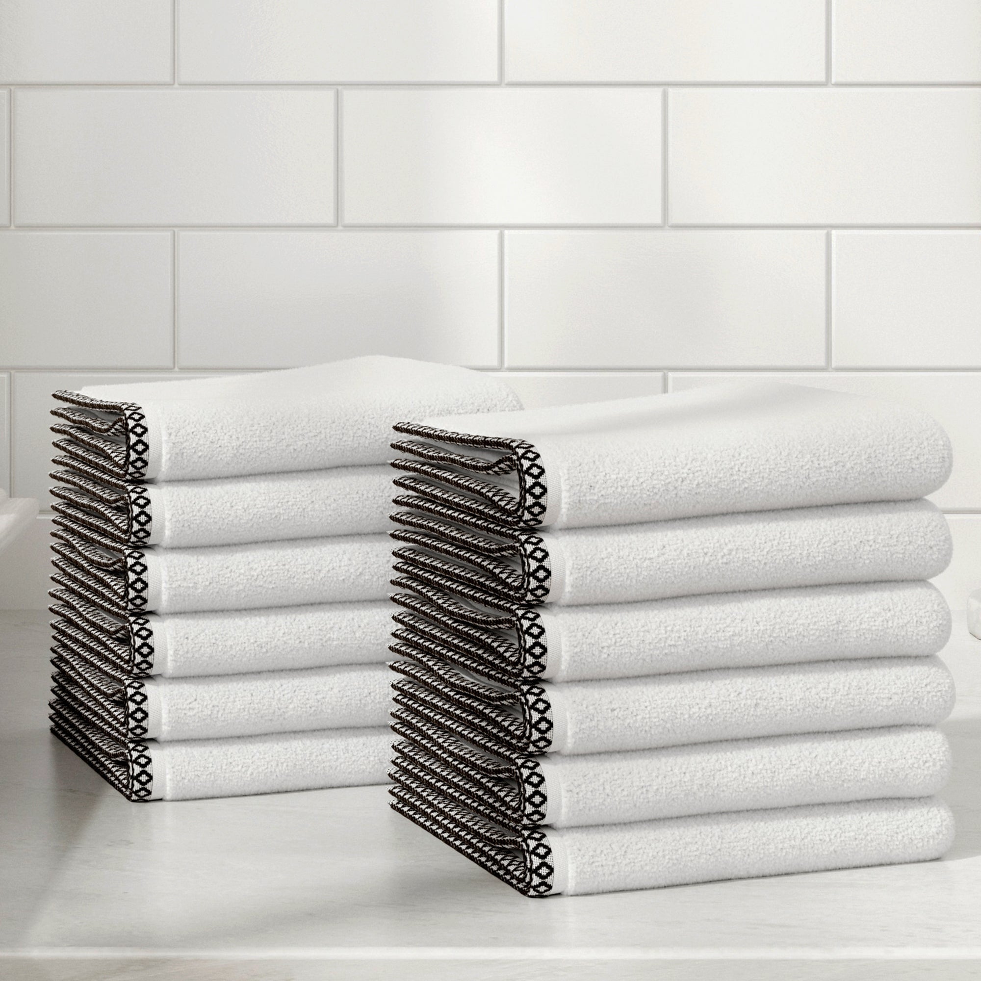 Cotton Border-Stitched 6-Piece Towel Set - Valery Collection