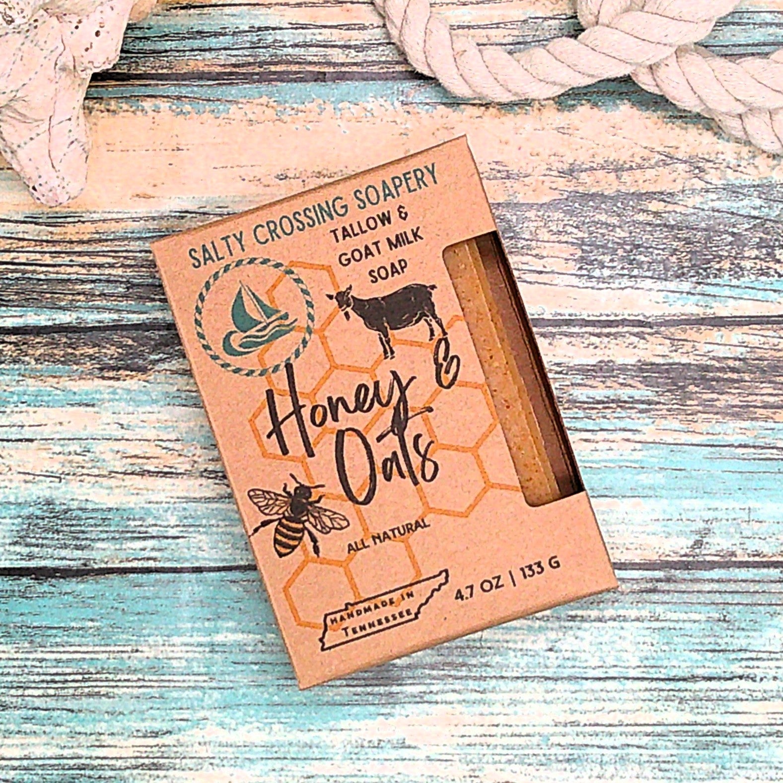 Honey & Oats | Tallow & Goat Milk Artisan Soap | All Natural Bath Bar | Unscented | Handmade in Tennessee