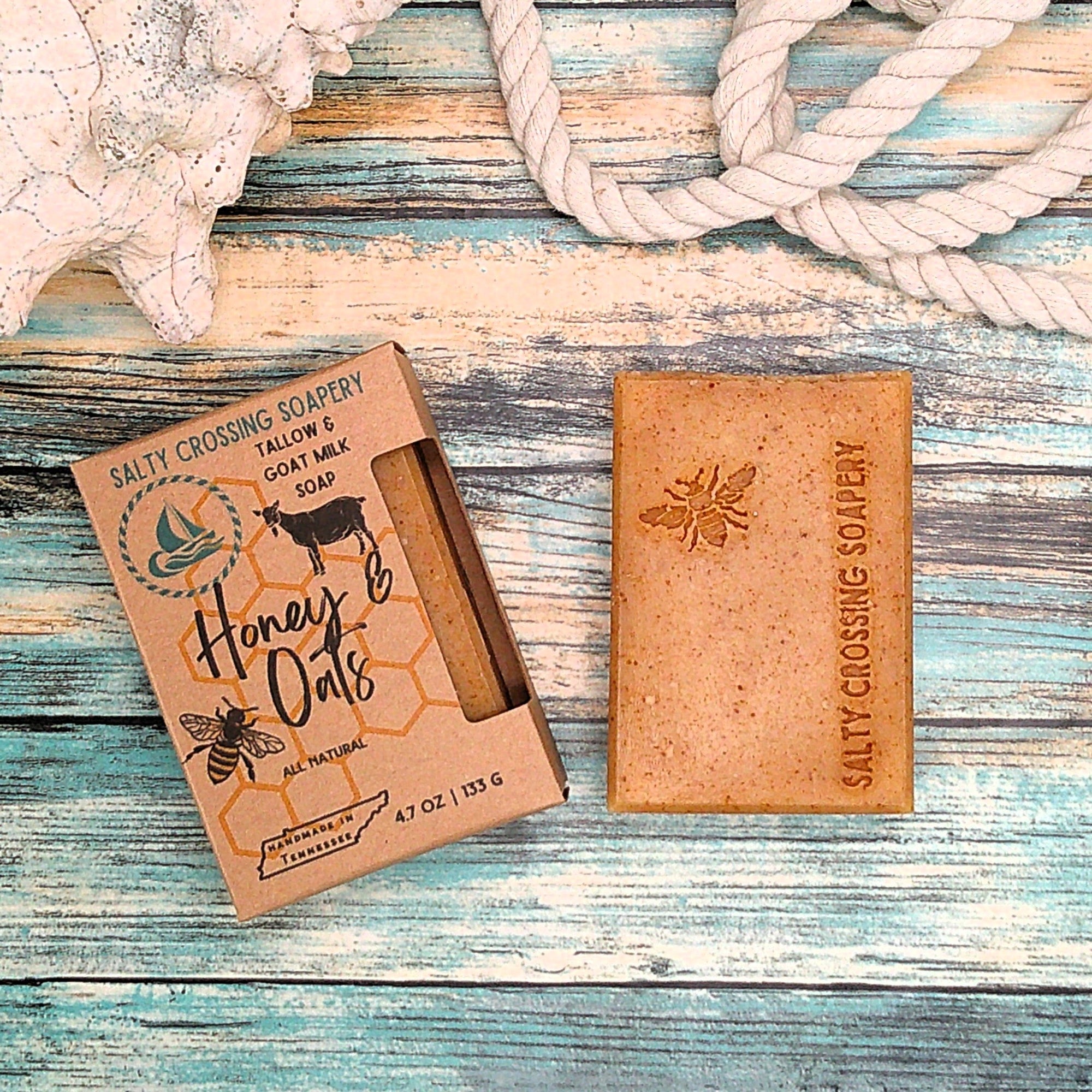 Honey & Oats | Tallow & Goat Milk Artisan Soap | All Natural Bath Bar | Unscented | Handmade in Tennessee