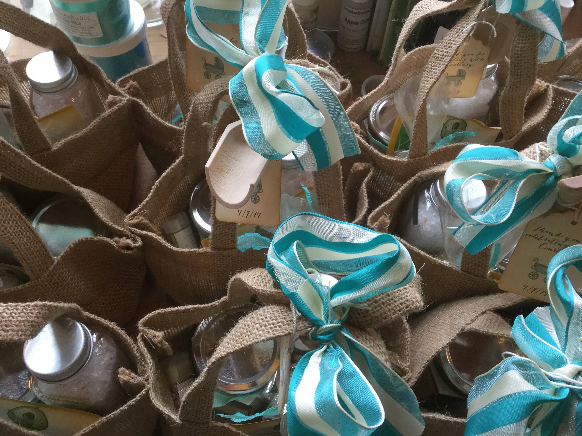 Pamper Me Spa Set with Mineral Bath, Soap, Candle and Tea -Artisan Soap and Bath Salts-Weddings-Bridal-Baby Showers-Belle Savon Vermont