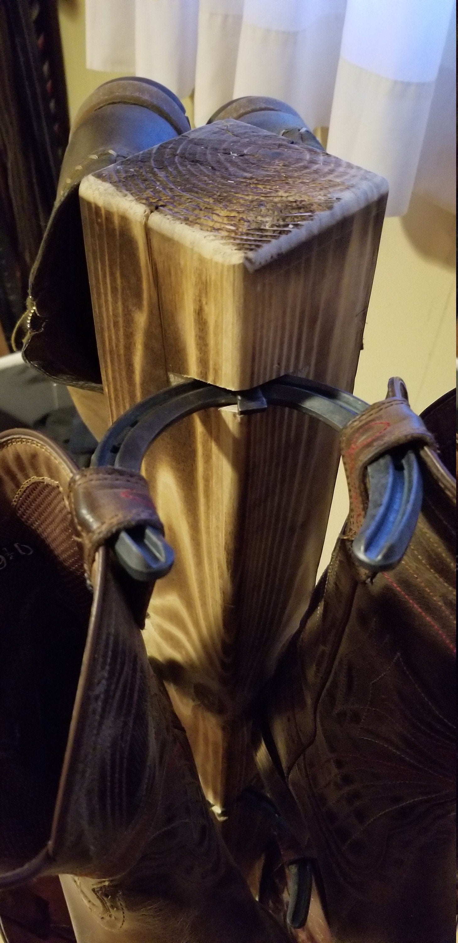 6 Pair Cowboy Boot Tree Rack | Vertical Western Boot Organizer | Rustic Wooden Boot Storage Stand | Mudroom & Entryway Decor | Handcrafted in USA