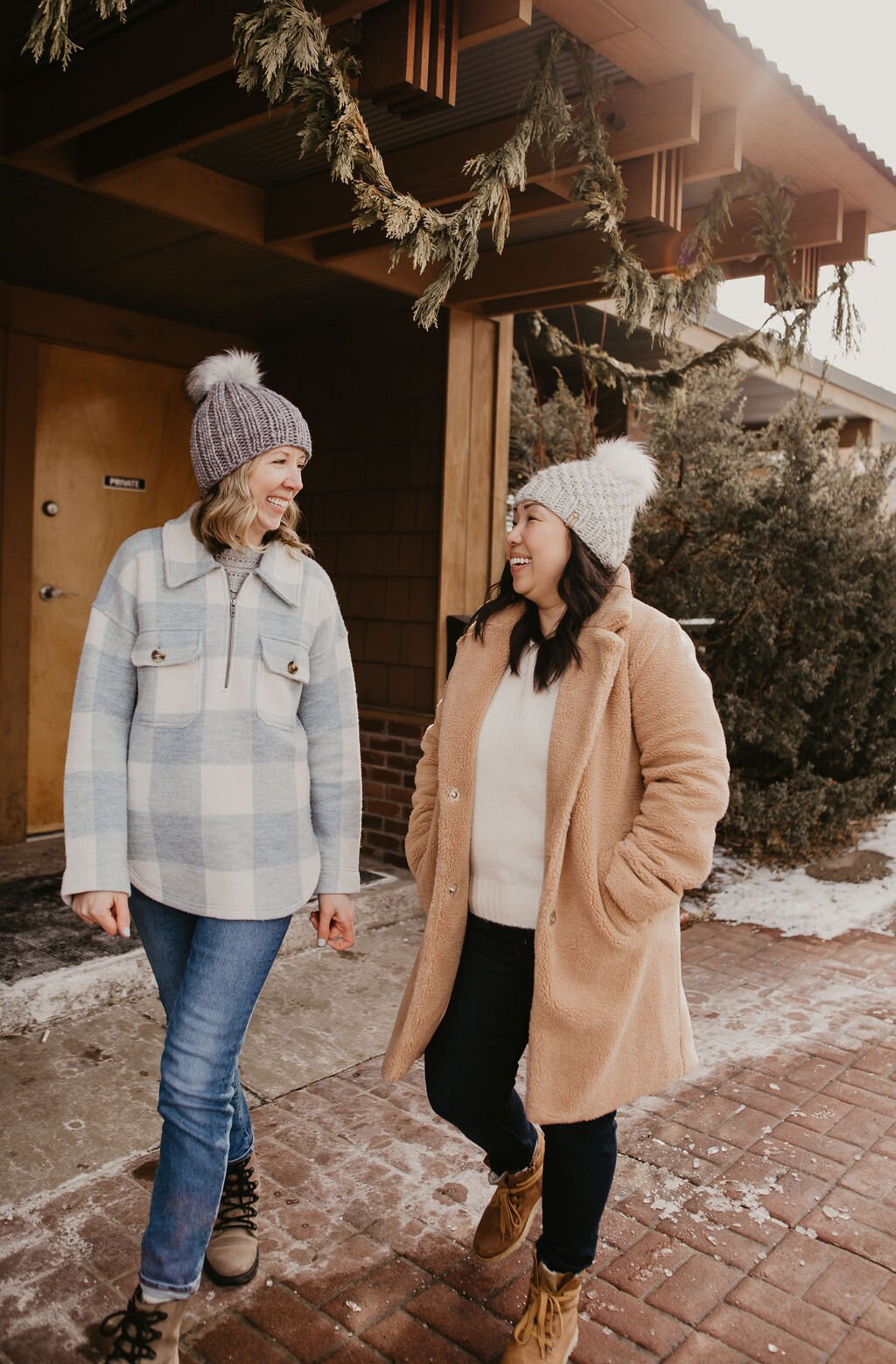 Light Gray Peruvian Wool Knit Hat with Faux Fur Pom Pom