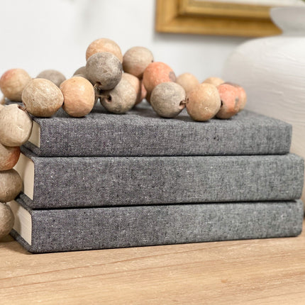 Charcoal Linen Covered Decorative Books