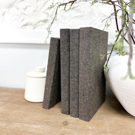 Espresso Linen Covered Decorative Books