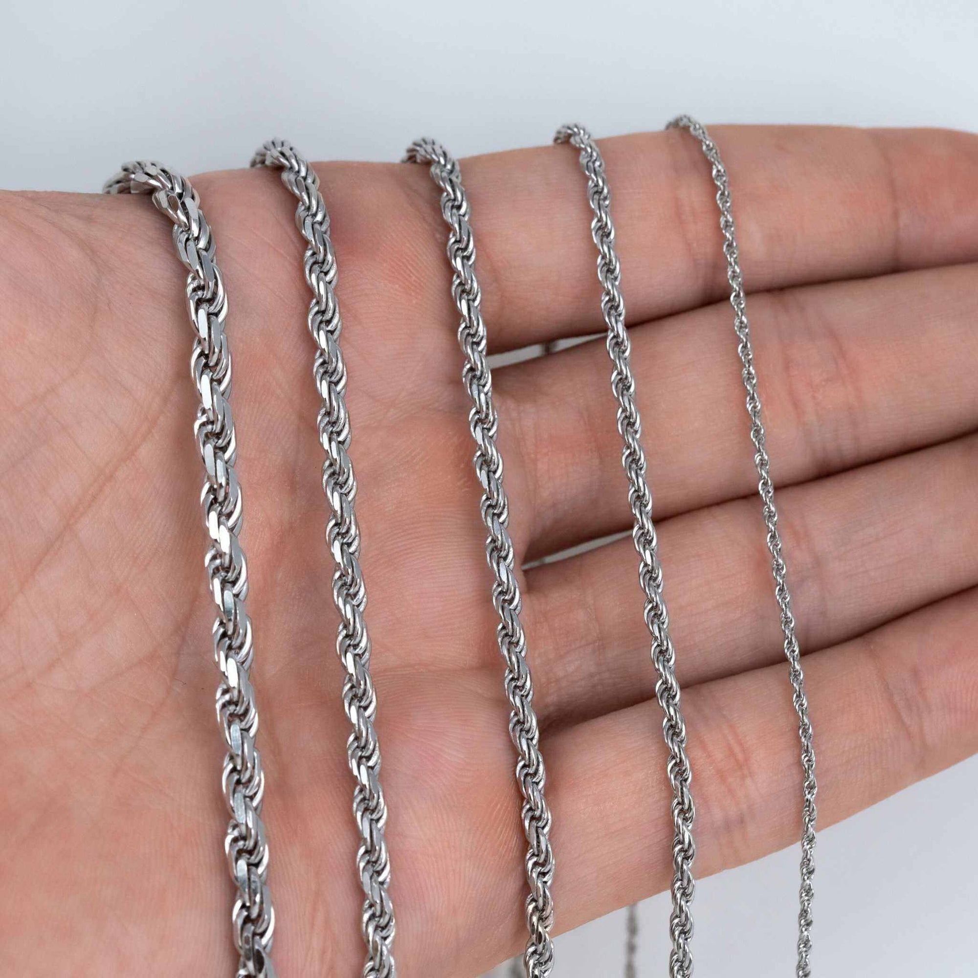 Solid Real 925 Sterling Silver Rope Chains 1.5-4mm 18-30 inches Italy