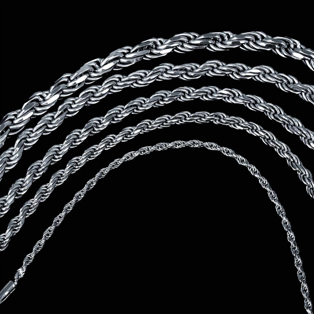 Solid Real 925 Sterling Silver Rope Chains 1.5-4mm 18-30 inches Italy