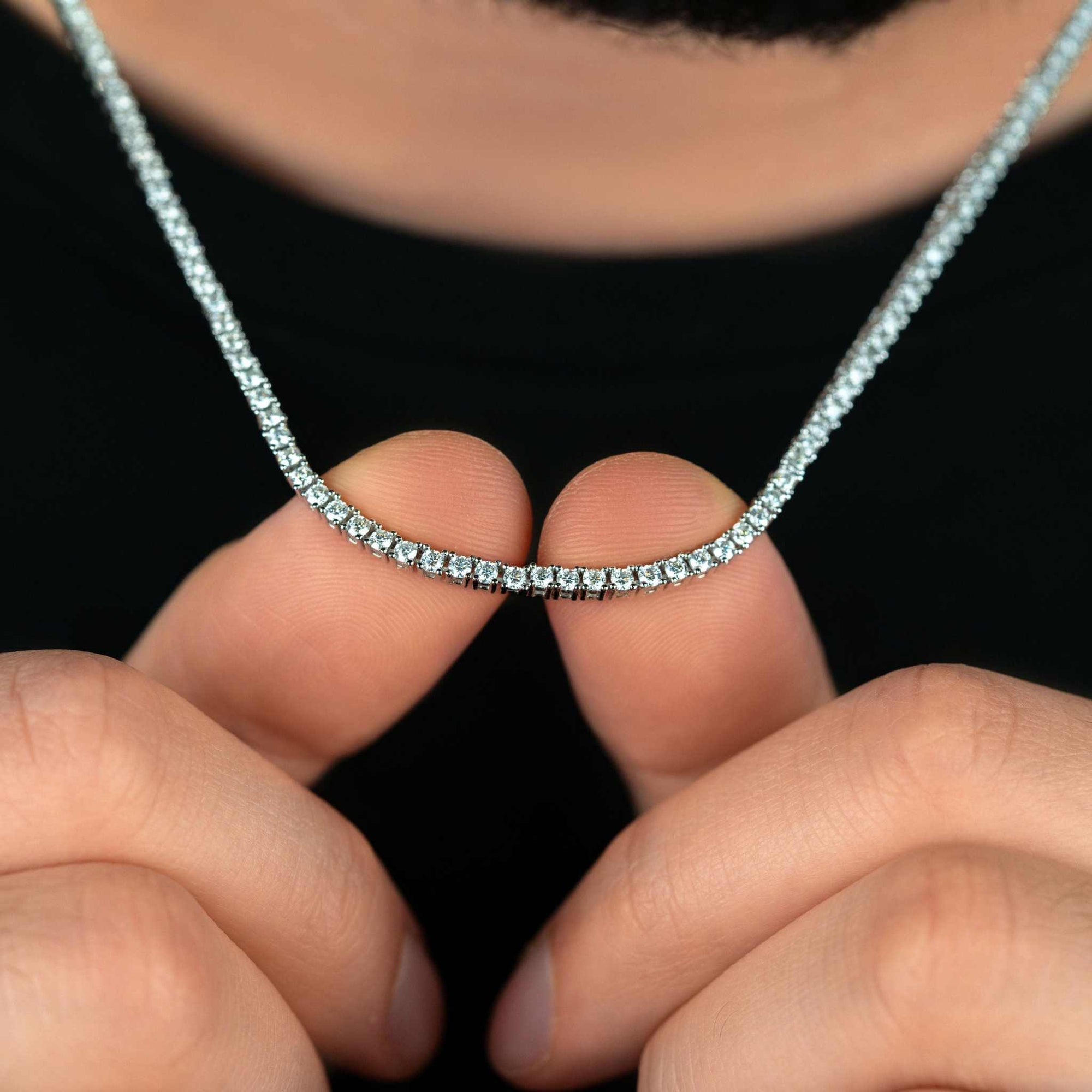 Unisex 2mm Real Moissanite Tennis Chain