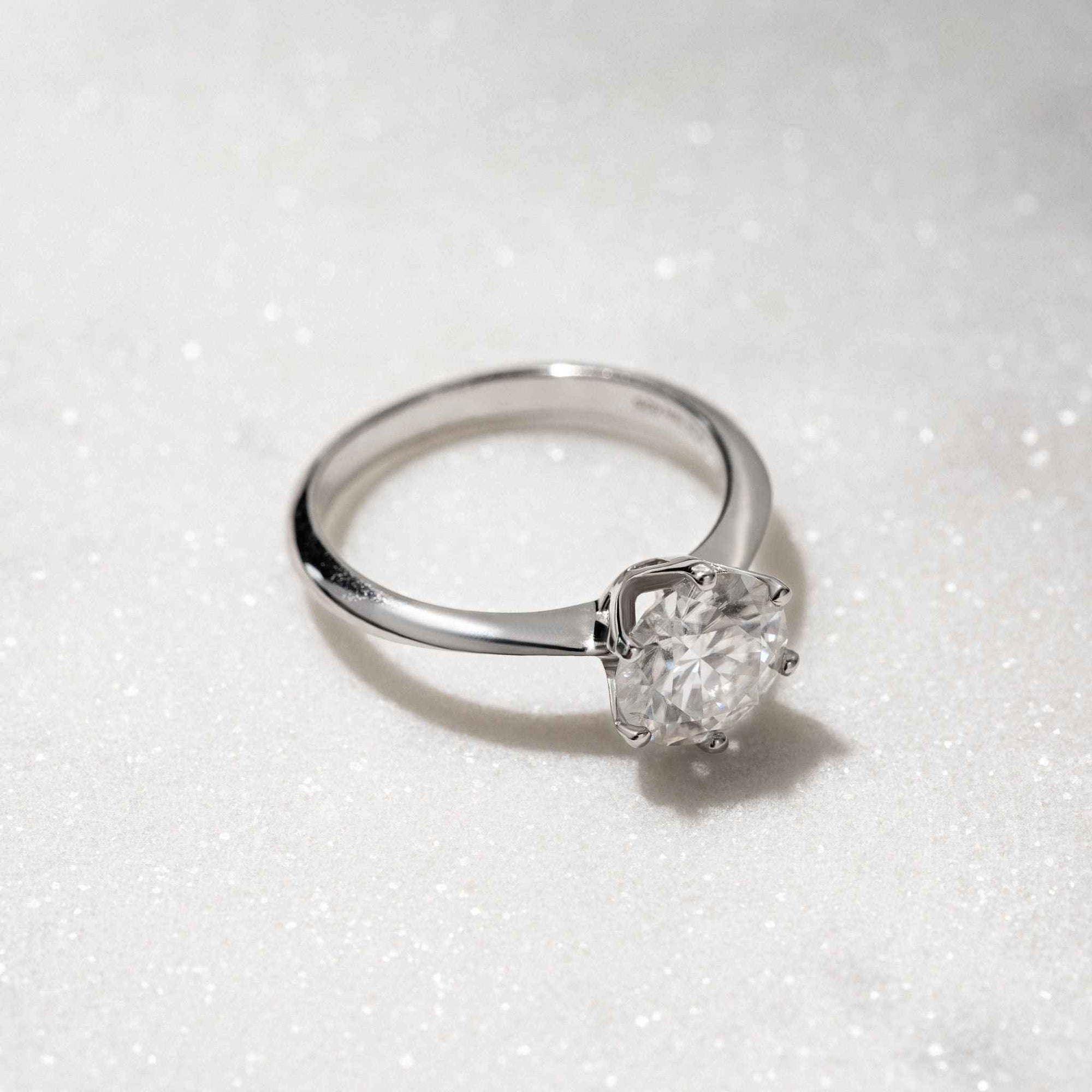 Moissanite 0.5-2 TCW Solitaire Engagement Ring - 925 Sterling Silver