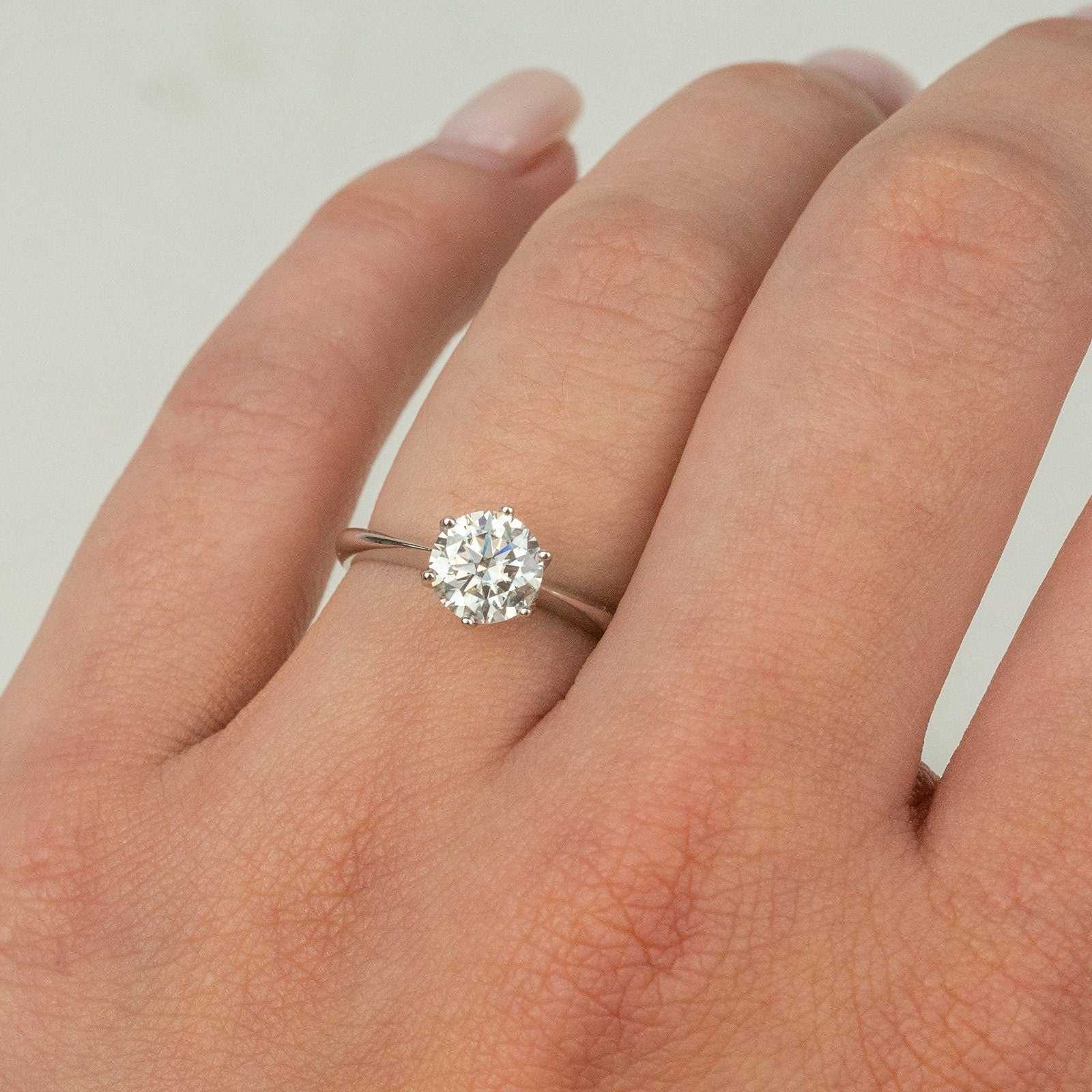 Moissanite 0.5-2 TCW Solitaire Engagement Ring - 925 Sterling Silver