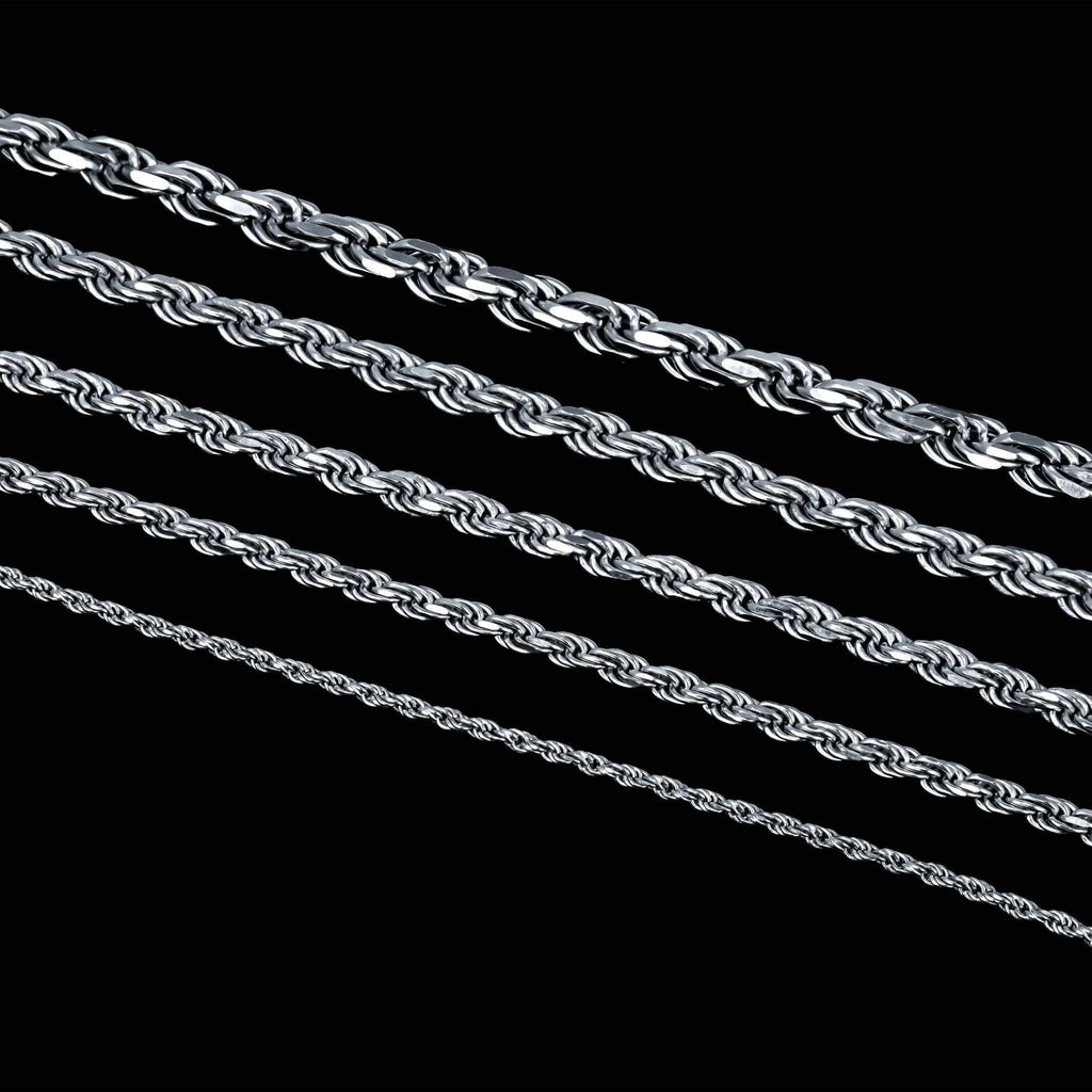 Solid Real 925 Sterling Silver Rope Chains 1.5-4mm 18-30 inches Italy