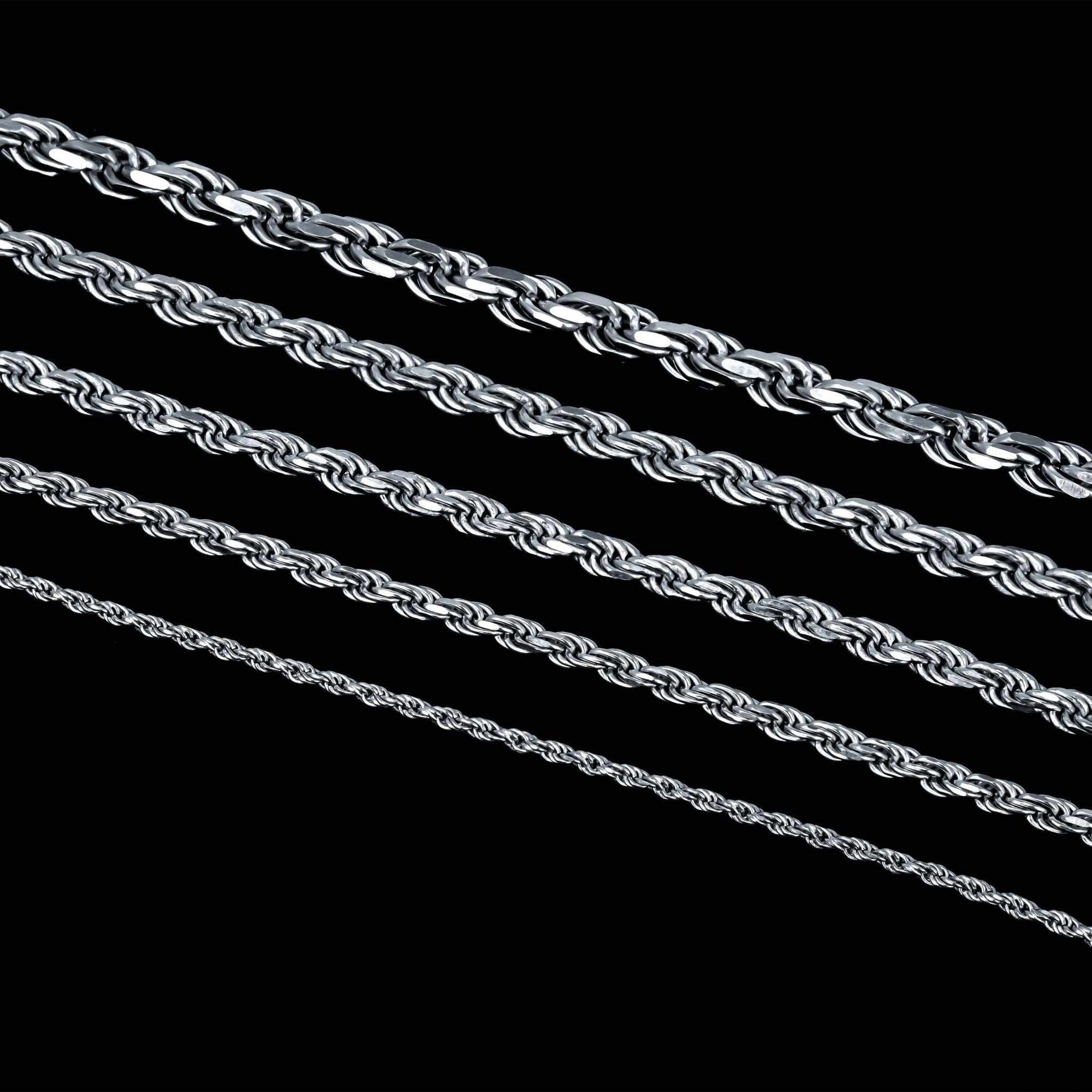 Solid Real 925 Sterling Silver Rope Chains 1.5-4mm 18-30 inches Italy