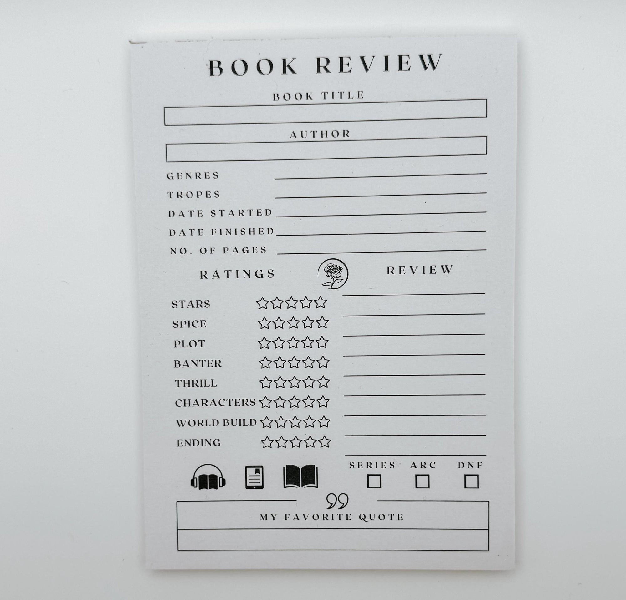 Book Review Notepad, 50 Book review Pages, Perfect for Book Lovers