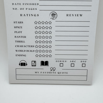 Book Review Notepad, 50 Book review Pages, Perfect for Book Lovers