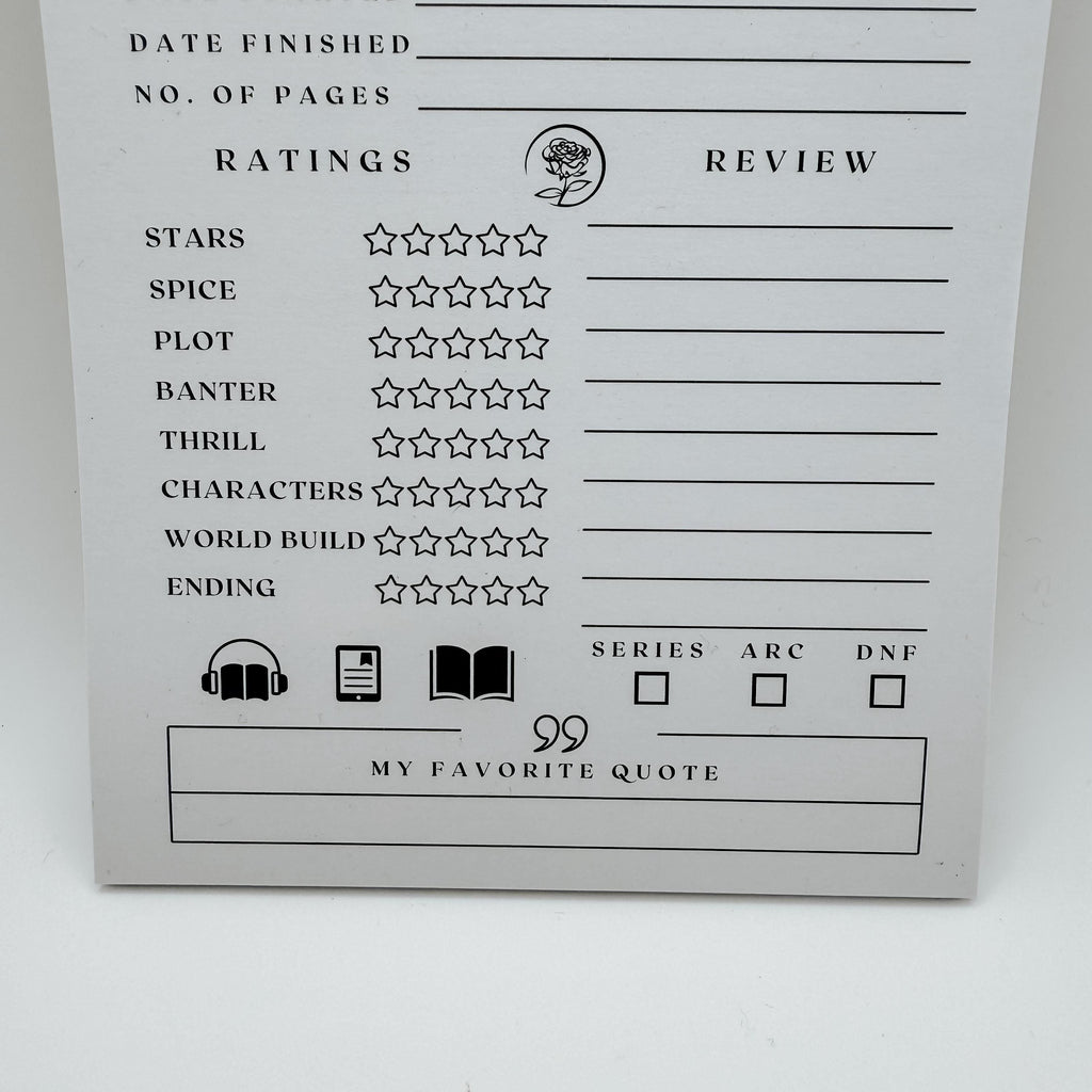 Book Review Notepad, 50 Book review Pages, Perfect for Book Lovers