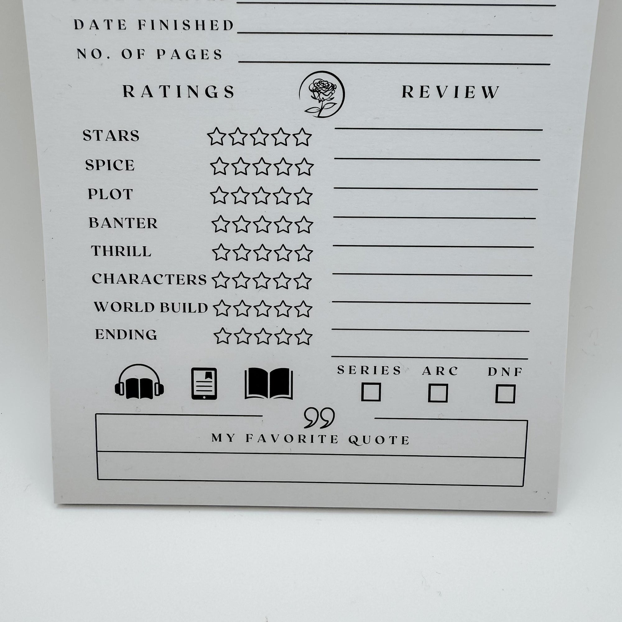 Book Review Notepad, 50 Book review Pages, Perfect for Book Lovers