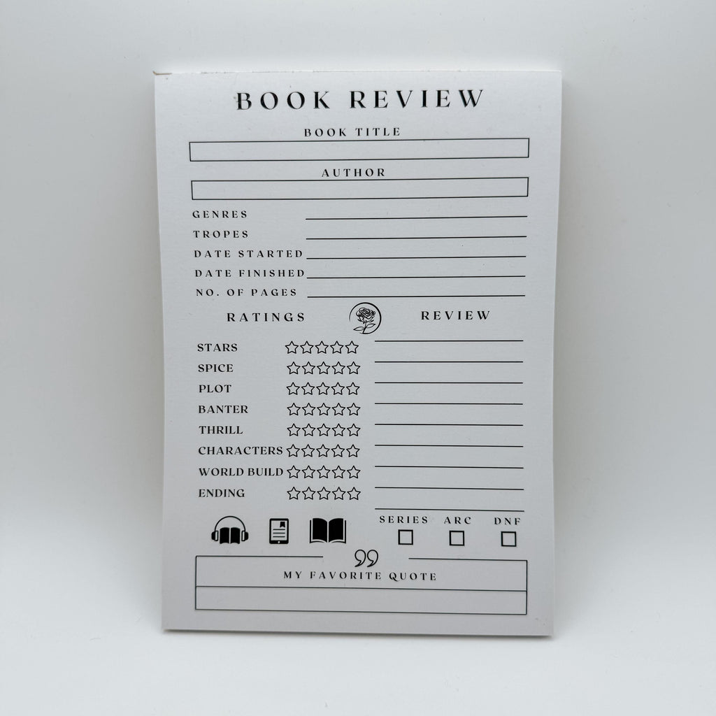 Book Review Notepad, 50 Book review Pages, Perfect for Book Lovers