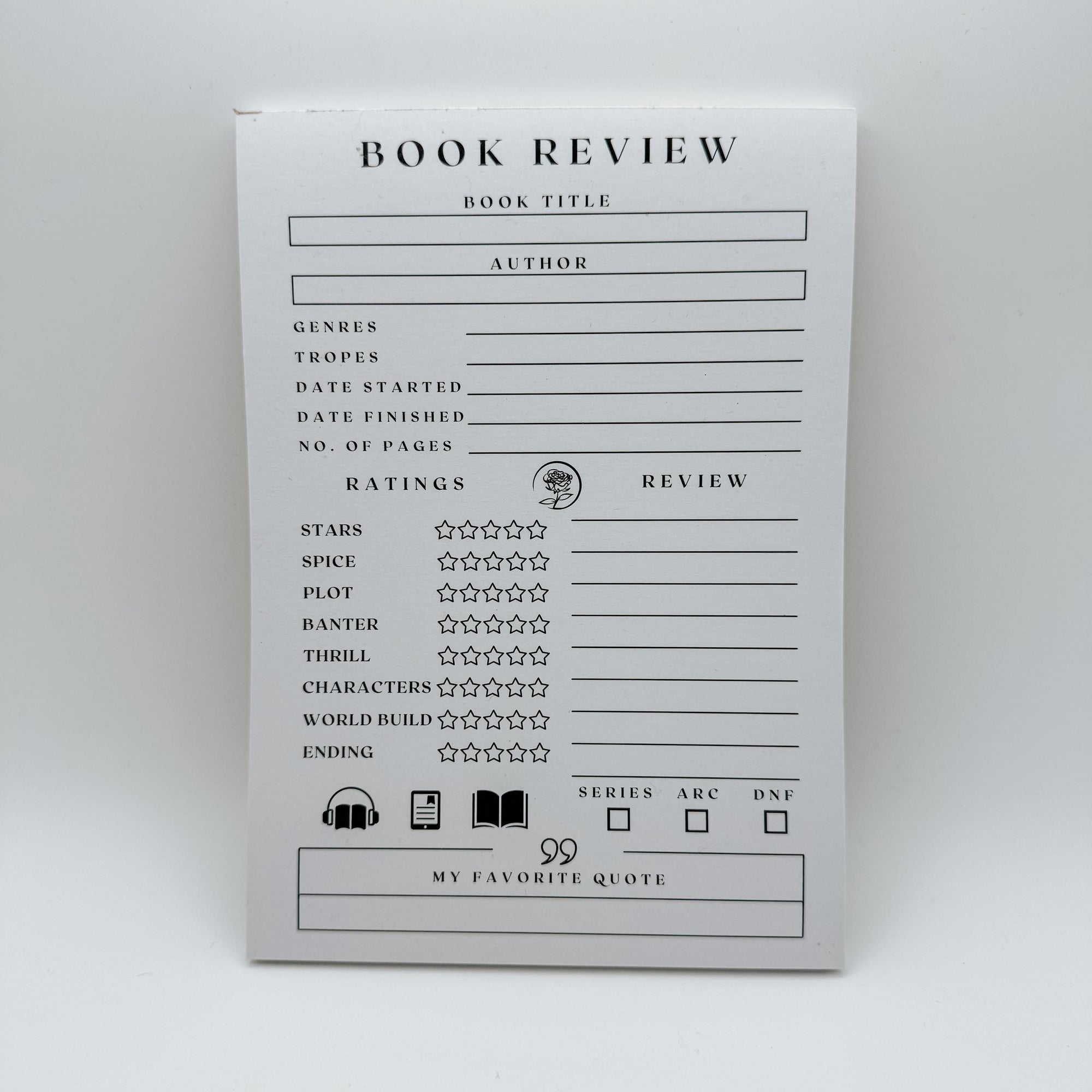 Book Review Notepad, 50 Book review Pages, Perfect for Book Lovers