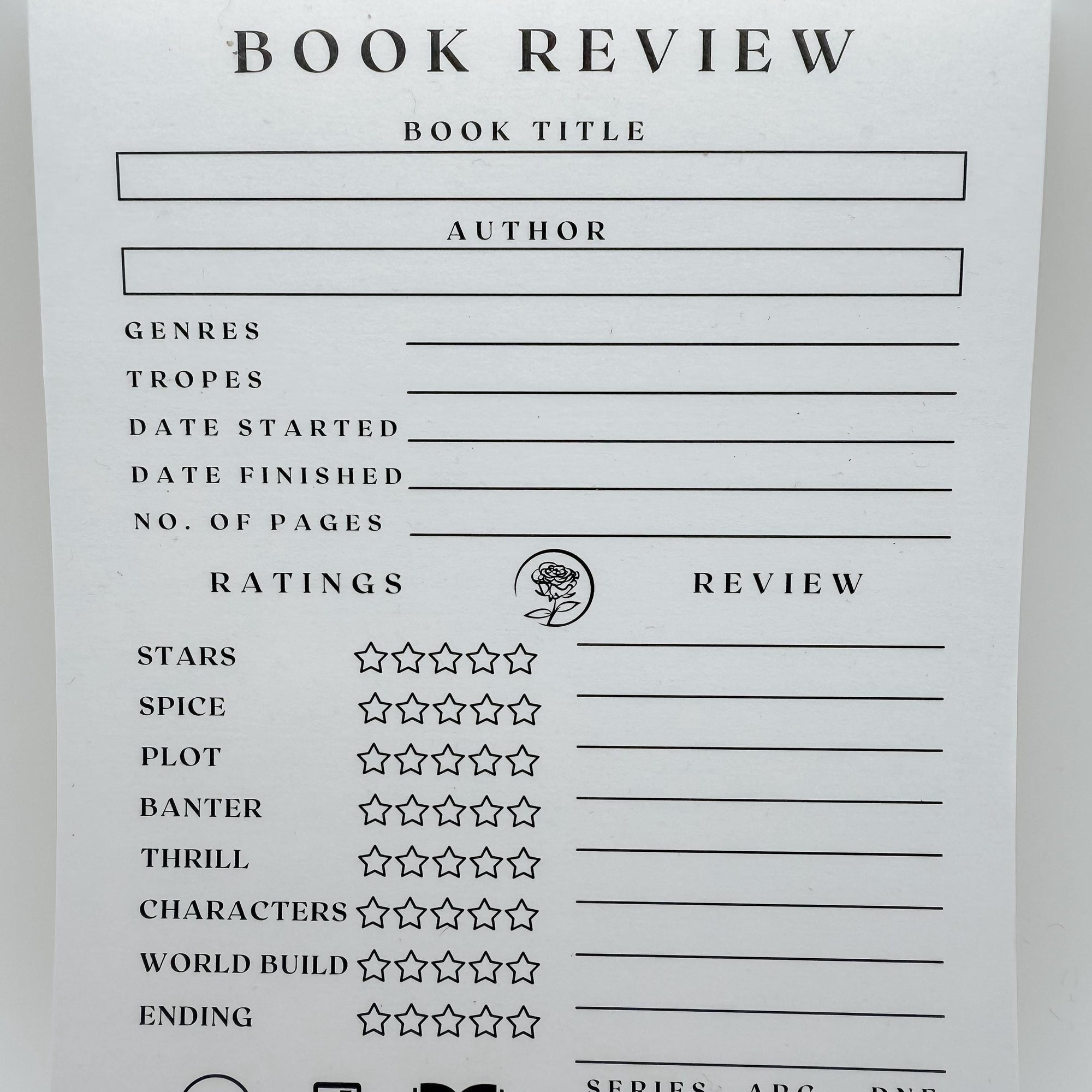 Book Review Notepad, 50 Book review Pages, Perfect for Book Lovers
