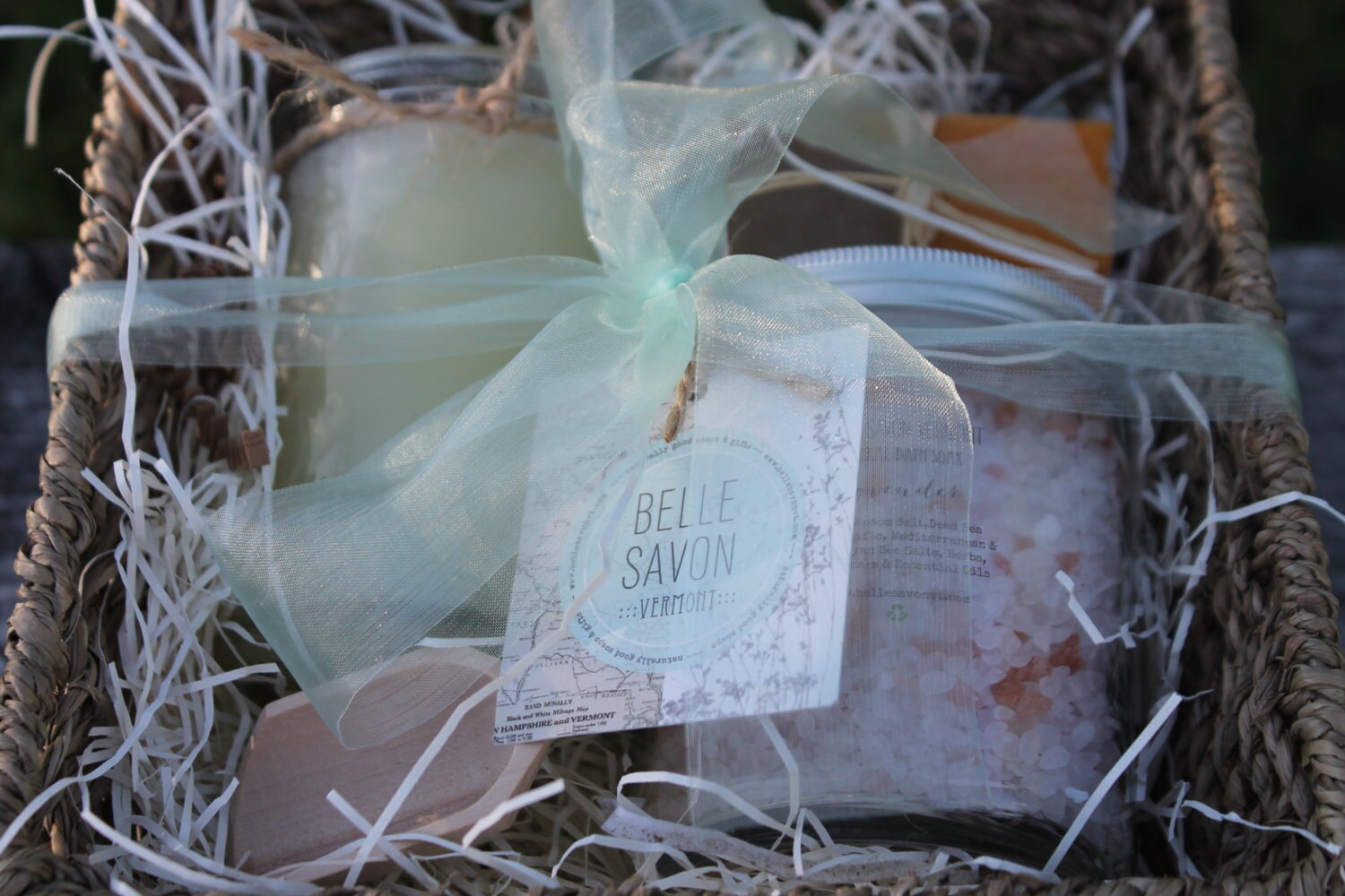 Seagrass Basket Deluxe Gift Set-Spa Set-Bridesmaid Gift-Maid of Honor-Mother of the Bride Gift -Belle Savon Vermont